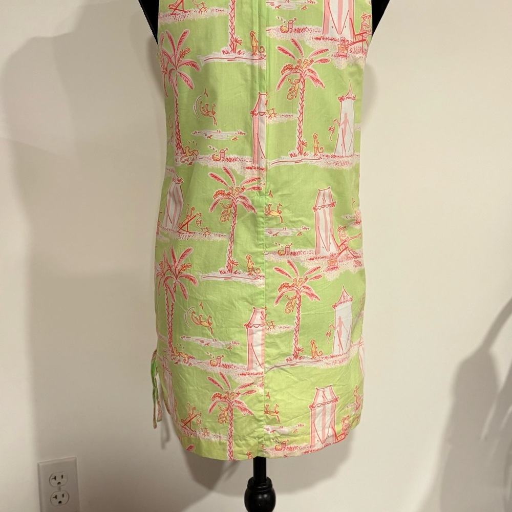 Lilly Pulitzer girls Vibrant Green & Pink monkey palm tree print Shift Dress 14 - Picture 5 of 7
